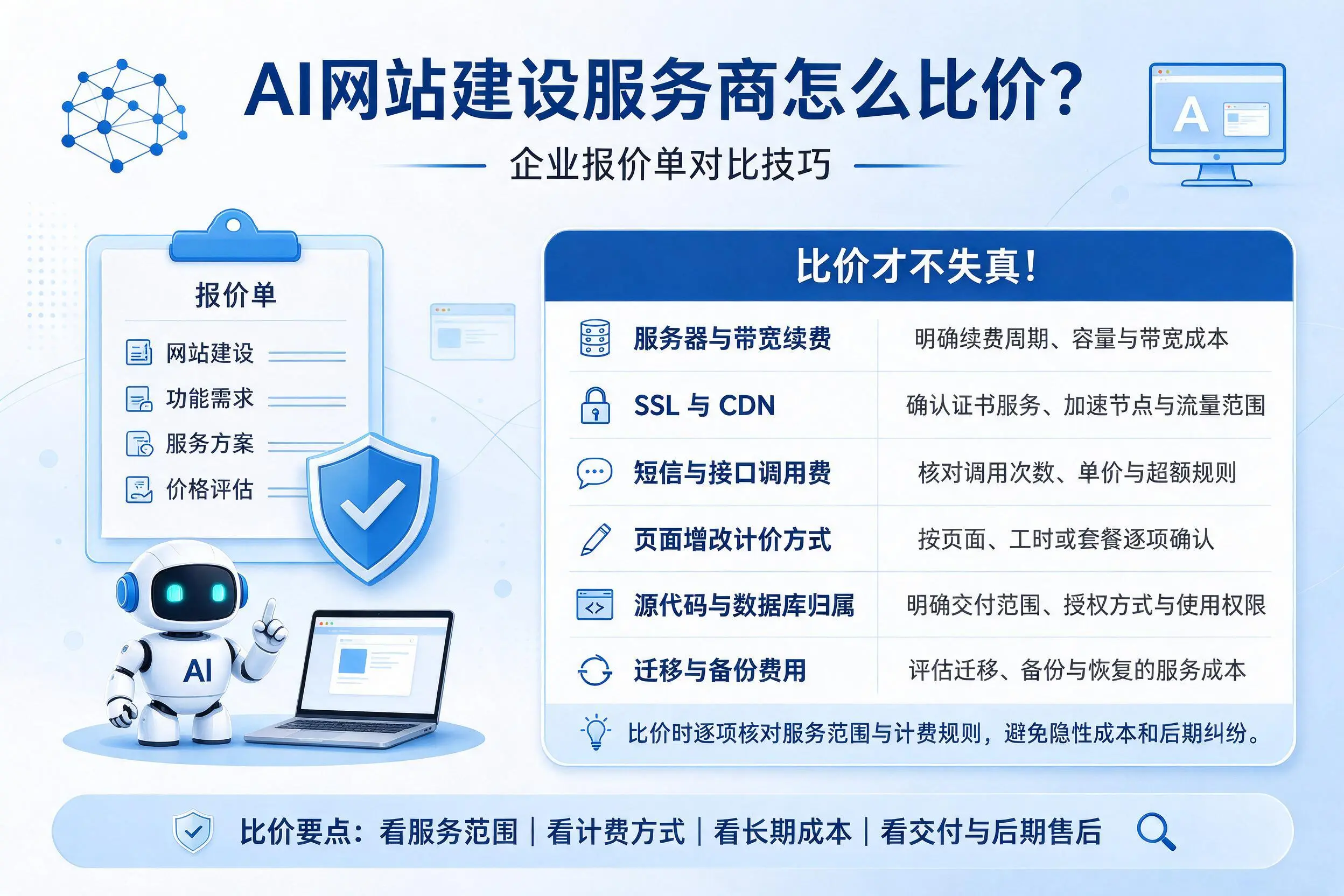 AI网站建设服务商怎么比价？攀枝花企业报价单对比技巧